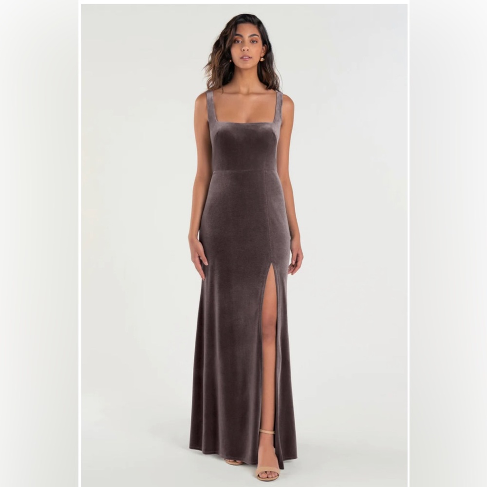 Jenny Yoo Mara Velvet Maxi Dress Vintage Plum Sz US 12